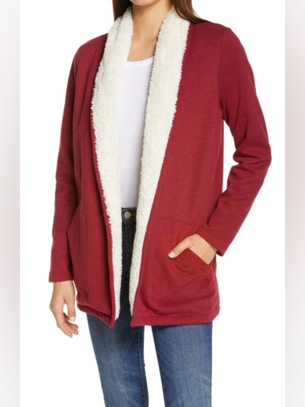 L. L. Bean Women's 1912 Sweatshirt Sherpa Fleece Lined Cardigan Pockets size 1X